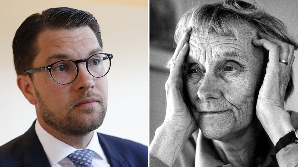 Jimmie Åkesson och Astrid Lindgren.