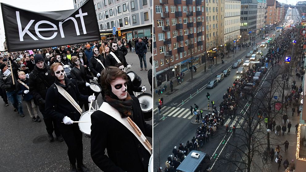 Begravningståg vid Medborgarplatsen för rockgruppen Kent som gör sin sista spelning på Tele2 Arena på lördagen.