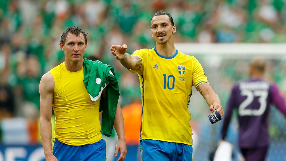 Källström och Ibrahimovic efter matchen mot Irland.
