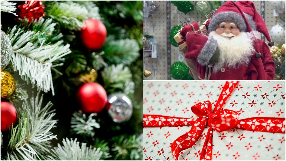 julgran, jultomte och julklapp