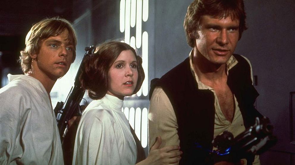 Mark Hamill, Carrie Fisher, och Harrison Ford.