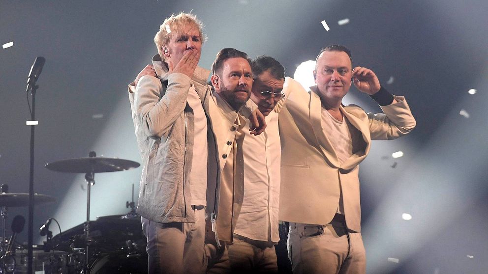 Kent efter sista spelningen någonsin, i Stockholm 17 december 2016. Från vänster: Sami Sirviö, Joakim Berg, Markus Mustonen och Martin Sköld.