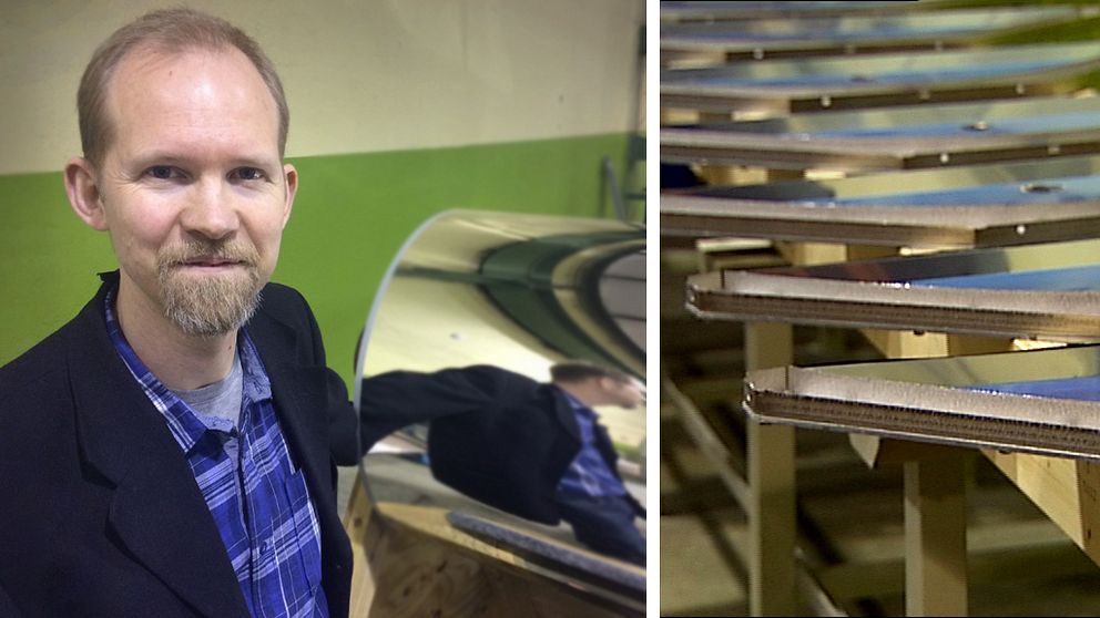 David Byström vd Absolicon framför prototypen som ska masstillverka solfångare