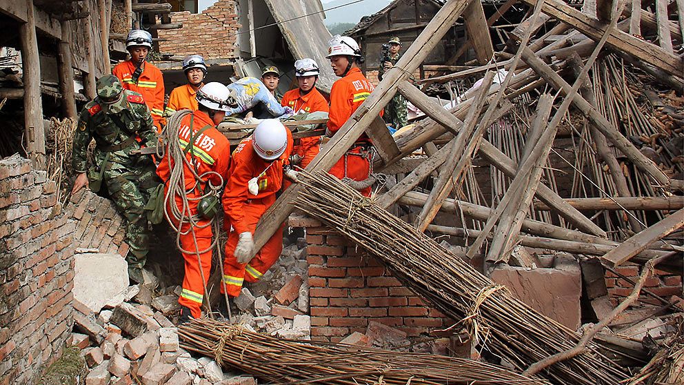 Räddningsarbetare i Kina