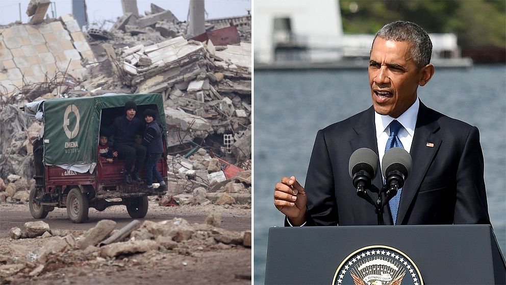 Bild från Aleppo och Barack Obama.