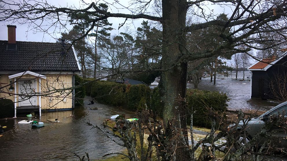 Översvämning i Drag norr om Kalmar.