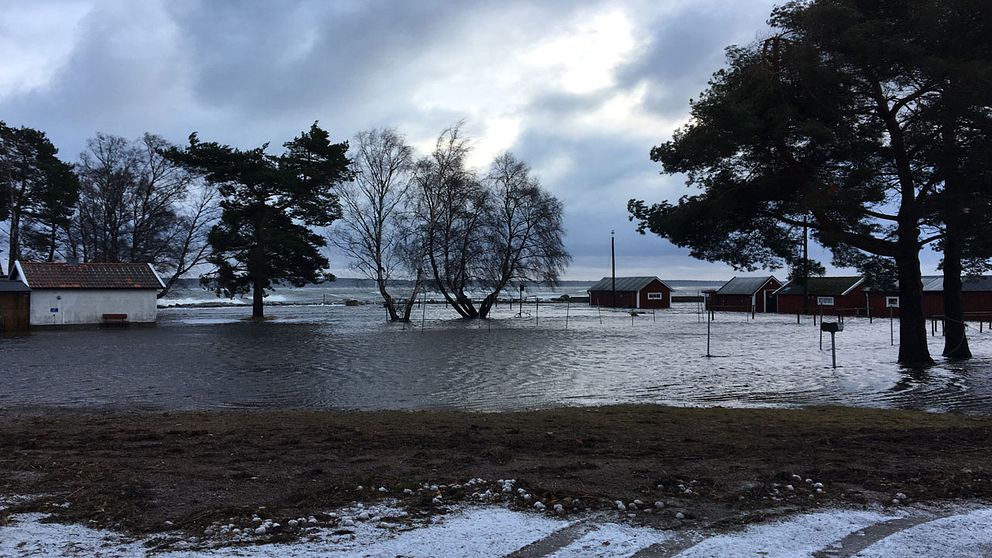 Översvämning i Drag norr om Kalmar.