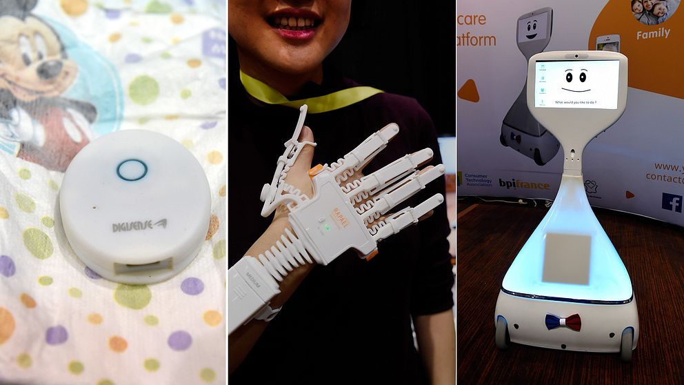 En ”smart handske”, bärbar baby-monitor och robot är några av uppfinningarna som ställdes ut på teknikmässan CES.
