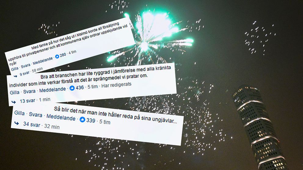 Kommentarerna har strömmat in till bland annat SVT:s Facebook-sida efter rapporteringen om olika incidenter kring fyrverkerier vid nyår.