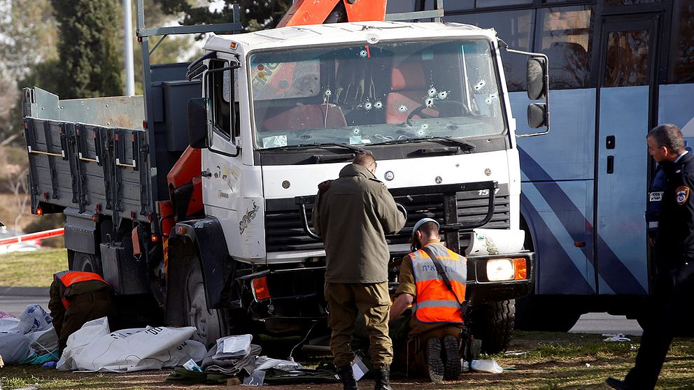 Lastbilen som användes i attentatet.