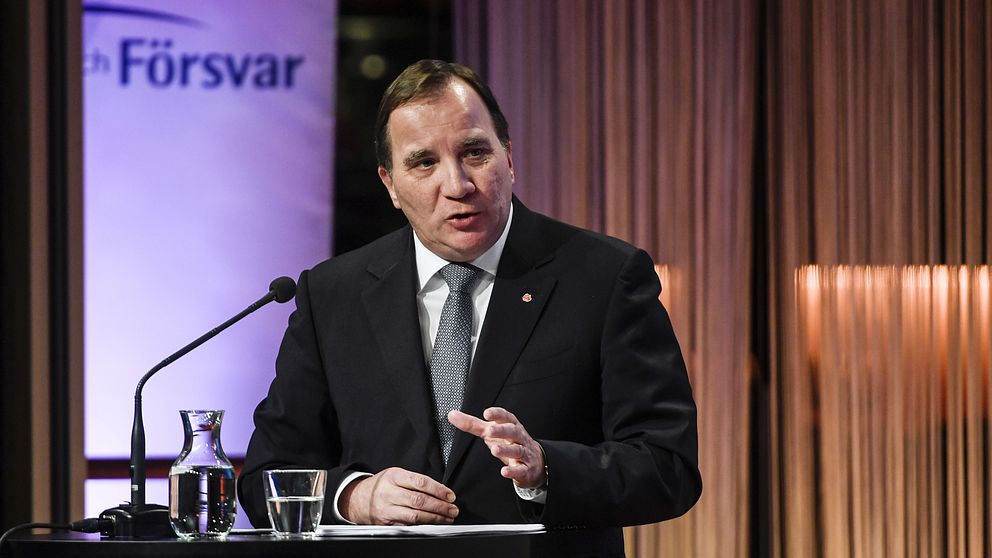 Statsminister Stefan löfven talar på Folk och försvars rikskonferens i Sälen