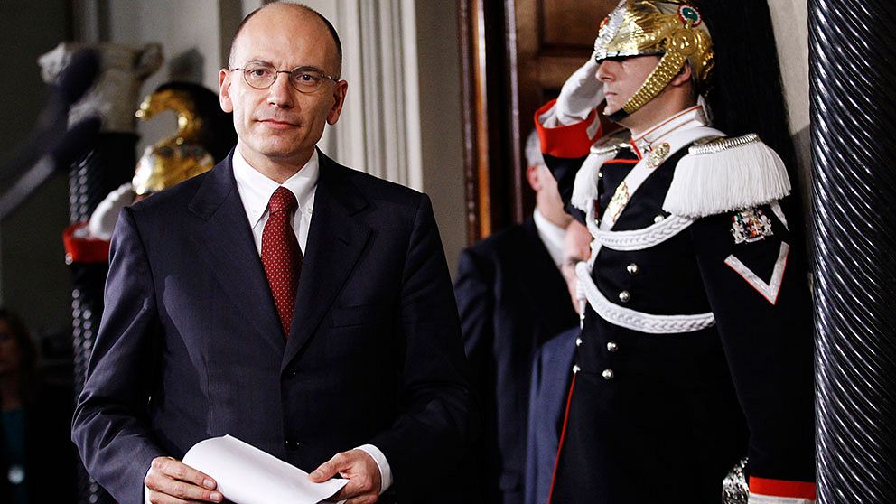 Enrico Letta efter mötet med president Napolitano.