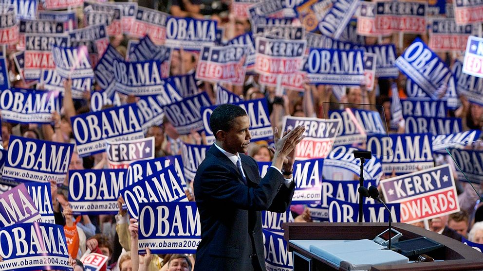 Barack Obama håller tal på Demokraternas partikonvent 2004.