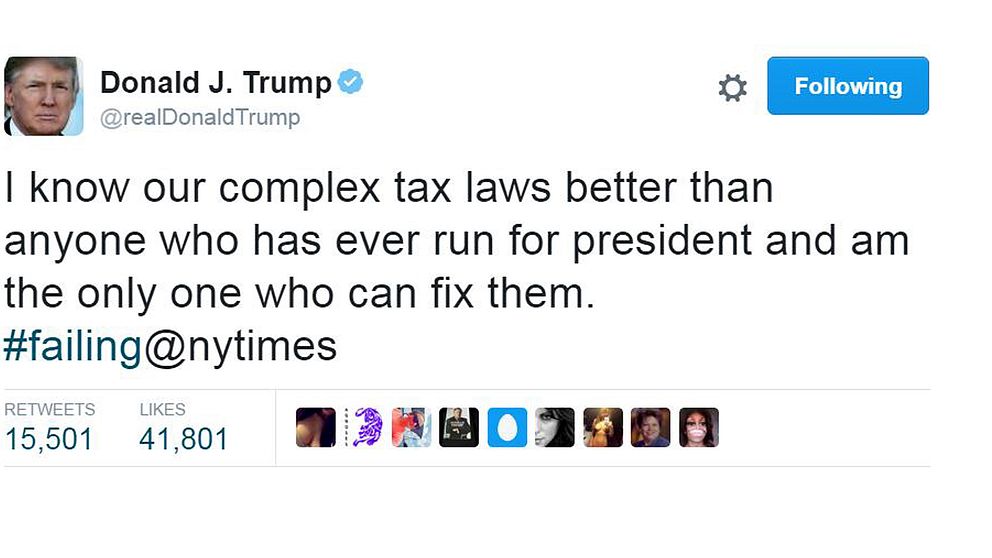 Tweet från Trump