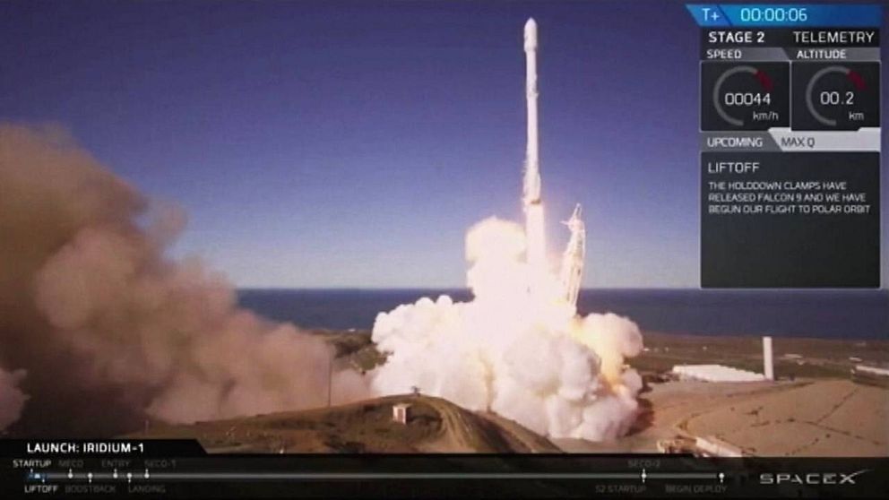 En Falcon 9-raket har skjutits upp av det amerikanska rymdbolaget SpaceX från flygbasen Vandenberg i Kalifornien.