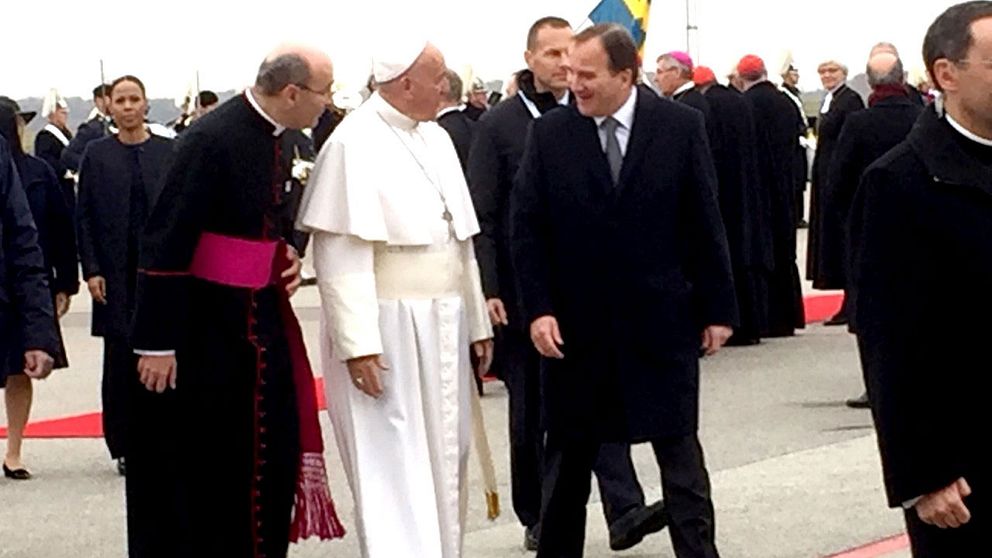 Påven med statsminister Stefan Löfven.