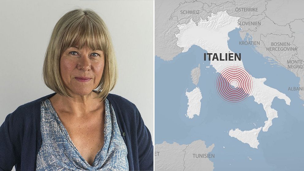 Kristina Kappelin och karta över Italien