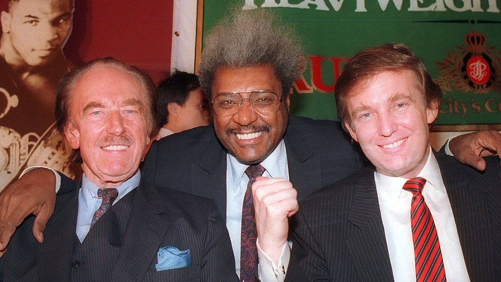 Fred Trump, boxningspromotorn Don King och Donald Trump i New York 1986.