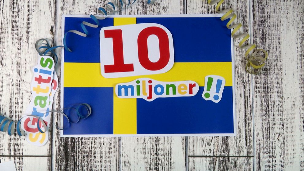 ”10 miljoner” utklippt på Sverigeflagga.