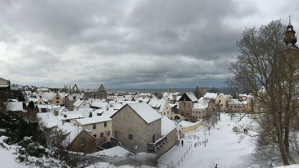 Visby innerstad i vinterskrud