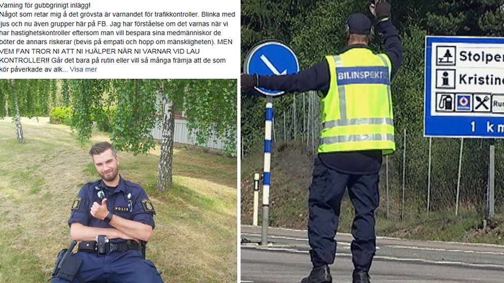 Trafikpolisen Andreas Seiser med ett facebookinlägg, trafikpolis vid en kontroll