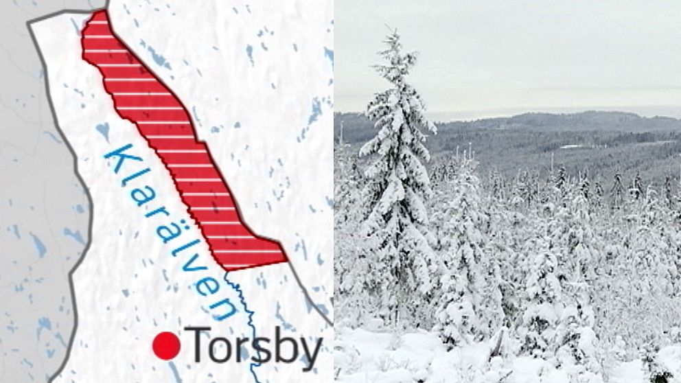 Revirkarta över nordöstra Värmland och en vybild över snöigt Värmland