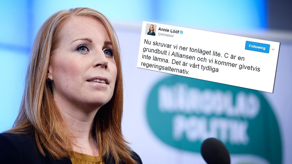 Annie Lööf dementerade på twitter hotet om att lämna Alliansen.