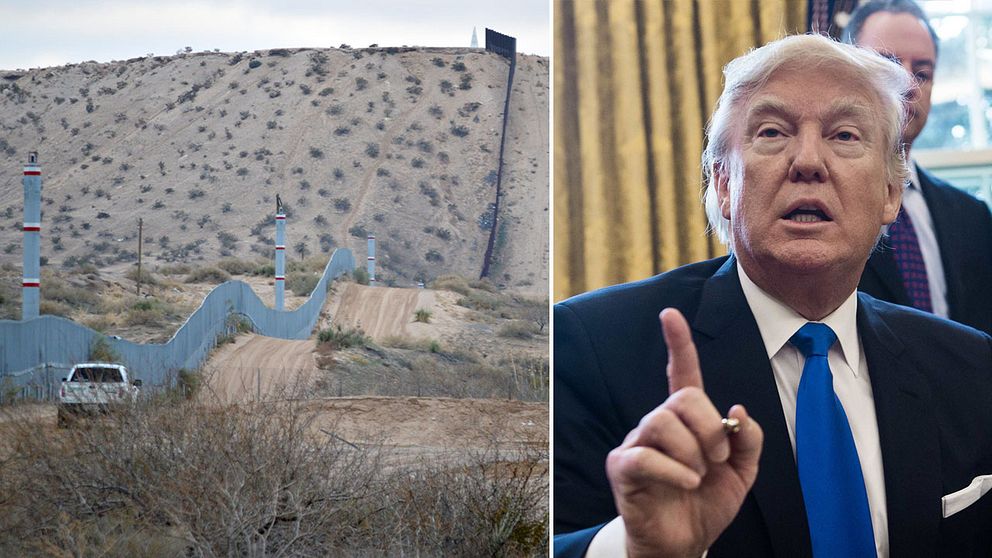 Gränsstaket mellan USA och Mexiko samt Donald Trump.