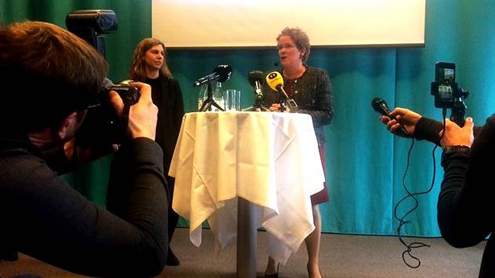Karin Wanngård (S), finansborgarråd, på fredagens pressträff.