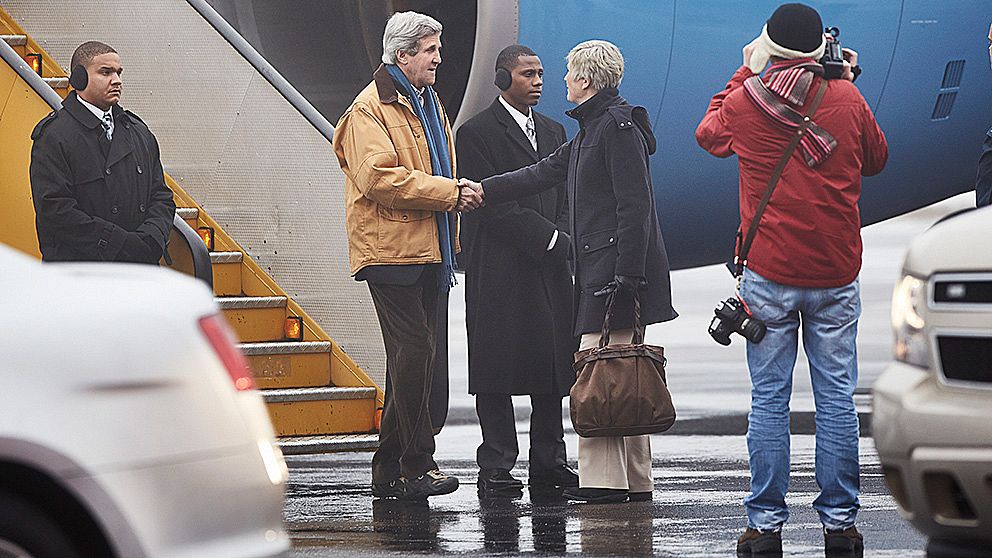 USA:s utrikesminister John Kerry anländer till Kiruna.