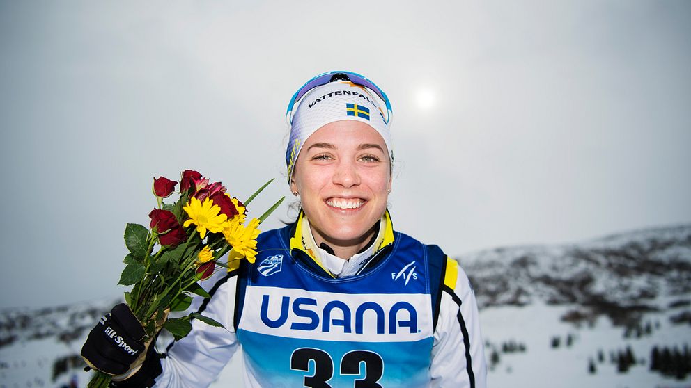 Anna Dyvik efter JVM-guldet på 10 kilometer fristil i Utah.