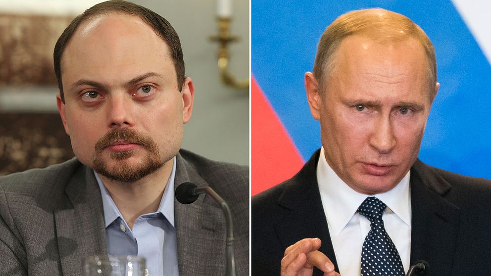 Regimkritikern Vladimir Kara-Murza och Rysslands president Valdimir Putin.