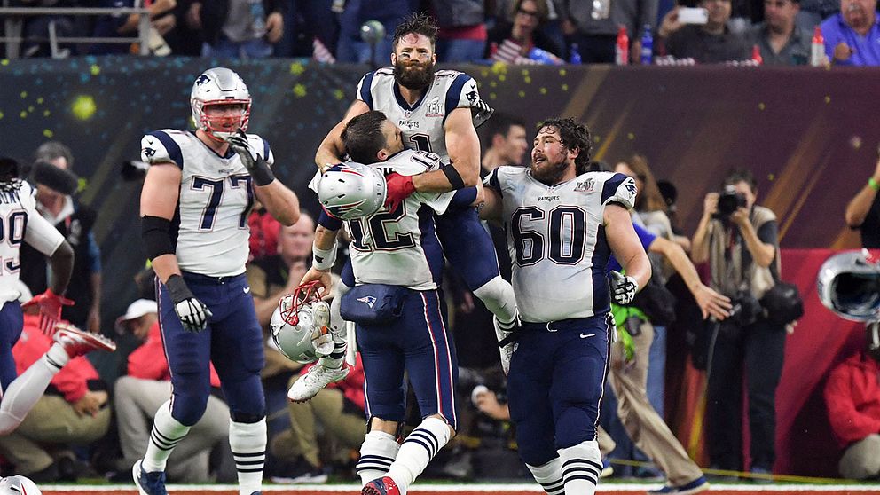 New England Patriots firar efter segern.