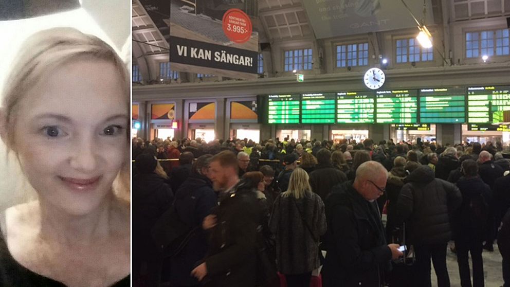 Annelie Holm fastnade på tåget som bombhotades i Södertälje