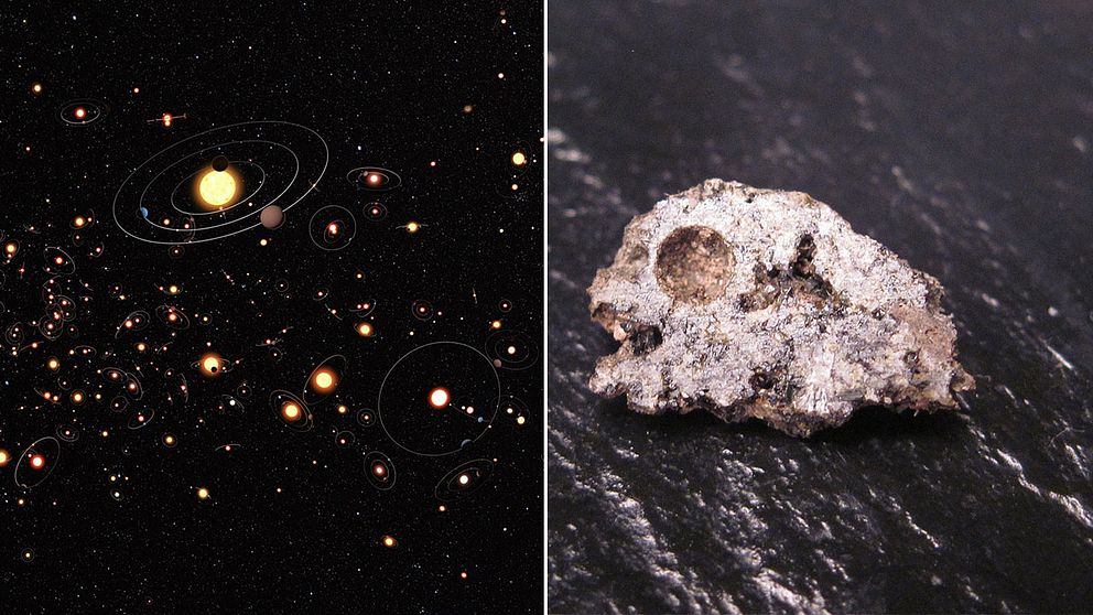Planeter och bit av meteorit