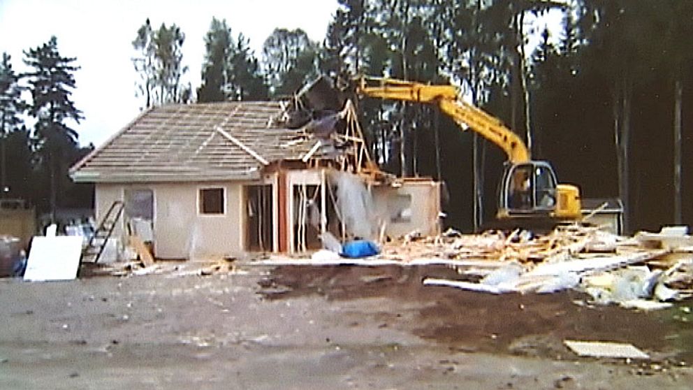 Paret Erviks hus som fick rivas efter omfattande byggfusk.