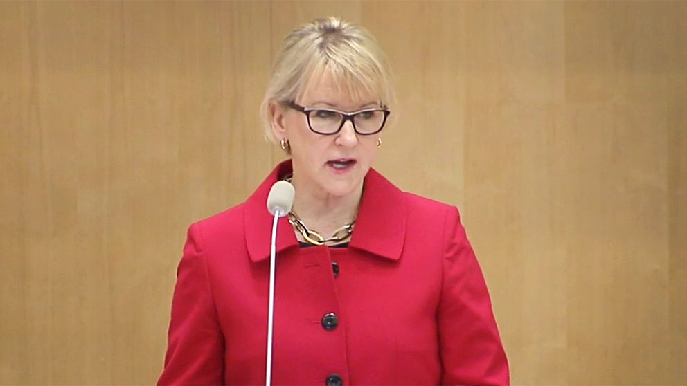 Utrikesminister Margot Wallström (S) i riksdagen under onsdagen.