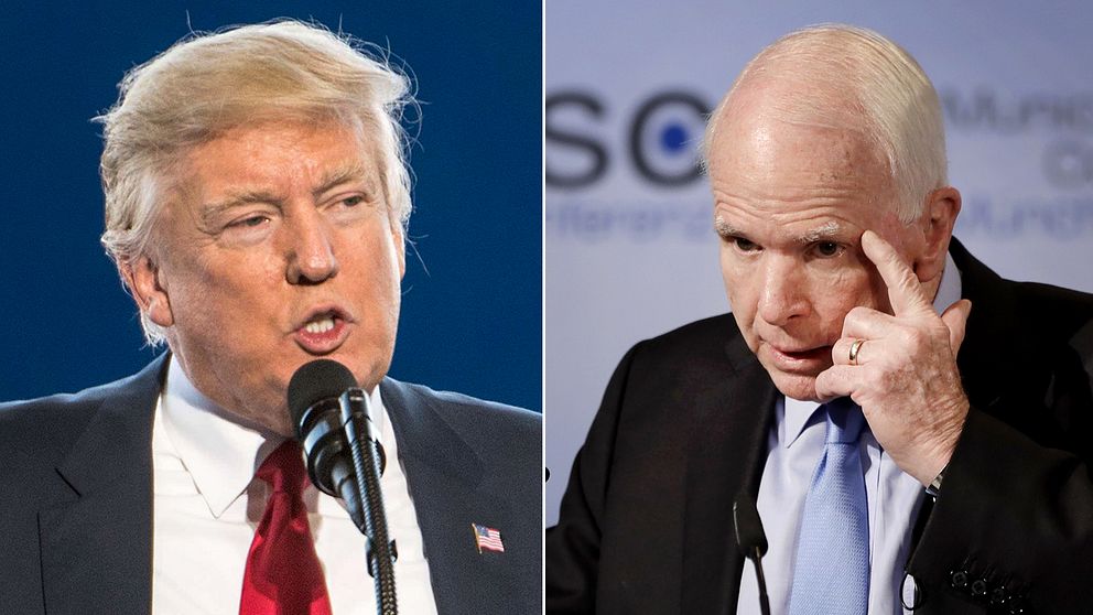 USA:s president Donald Trump (till vänster) har fått stundtals mycket hård kritik av Arizona-senatorn och ordföranden i försvarsutskottet, John McCain (till höger).