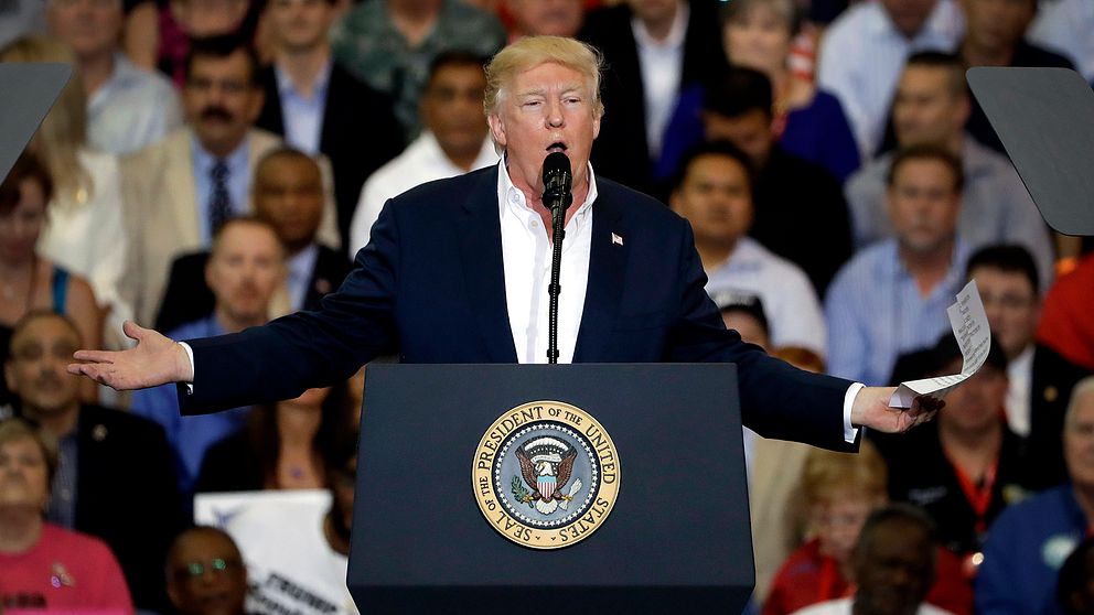 USA:s president Donald Trump talade under lördagen på ett stort möte i Melbourne, Florida.