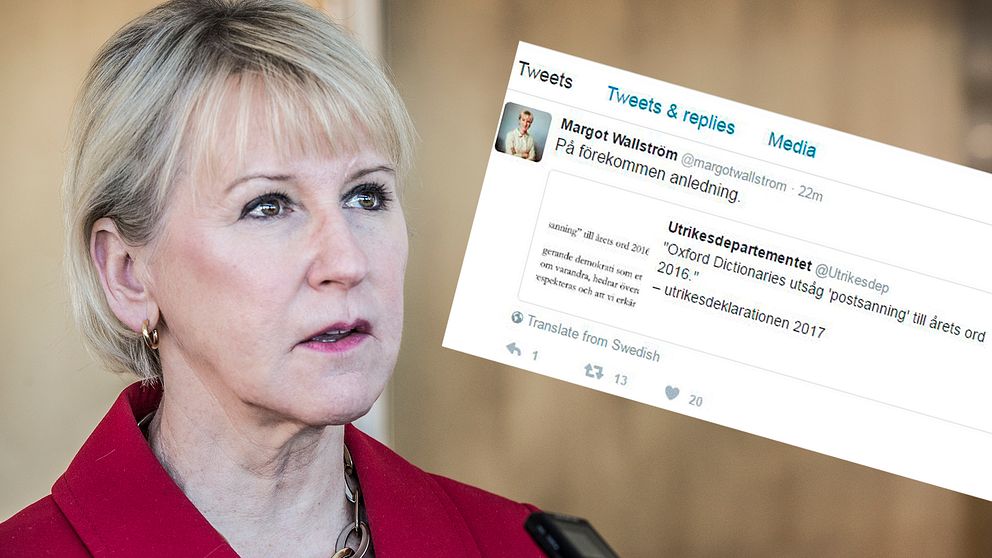 Margot Wallström tweetade ett mystiskt meddelande efter Trumps omtalade tal.