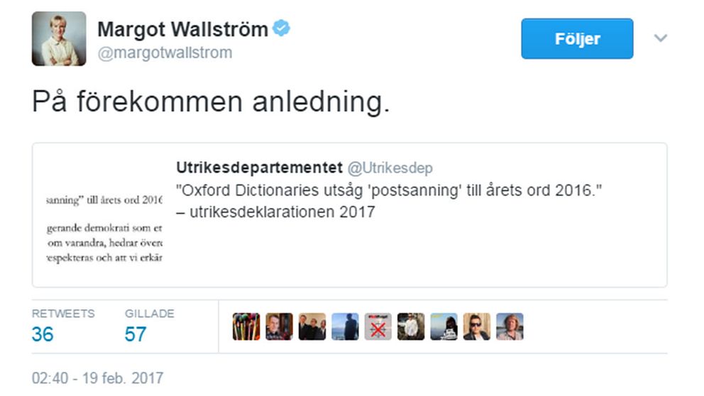 Wallströms tweet