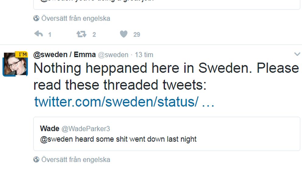 Faksimil: @sweden / Twitter