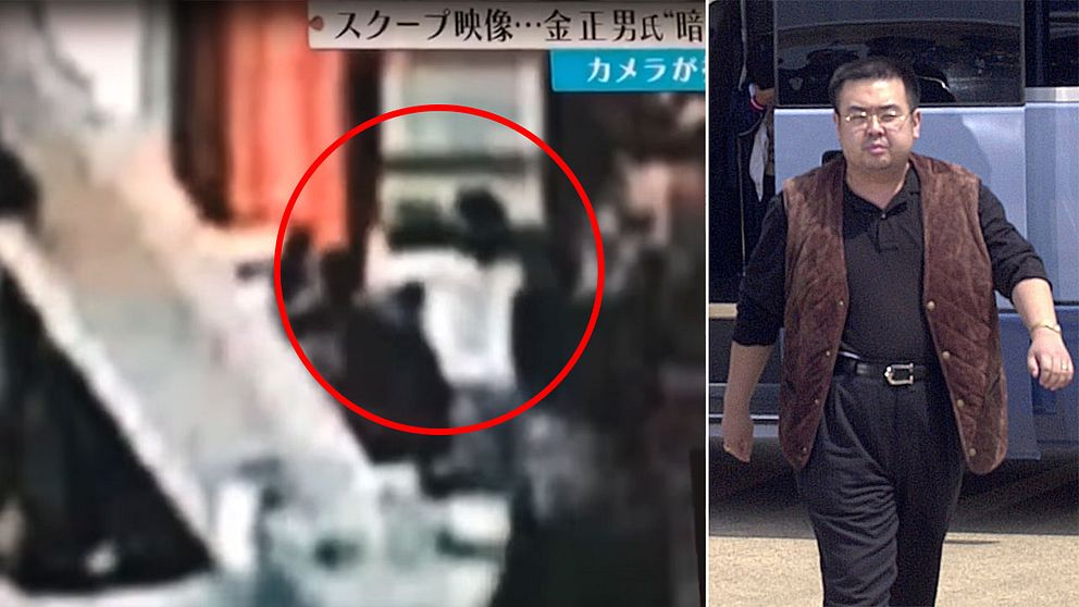Övervakningsbilder från lokal-tv-stationen Fuji TV sägs visa hur Kim Jong-Uns halvbror förgiftas på Malaysias flygplats.
