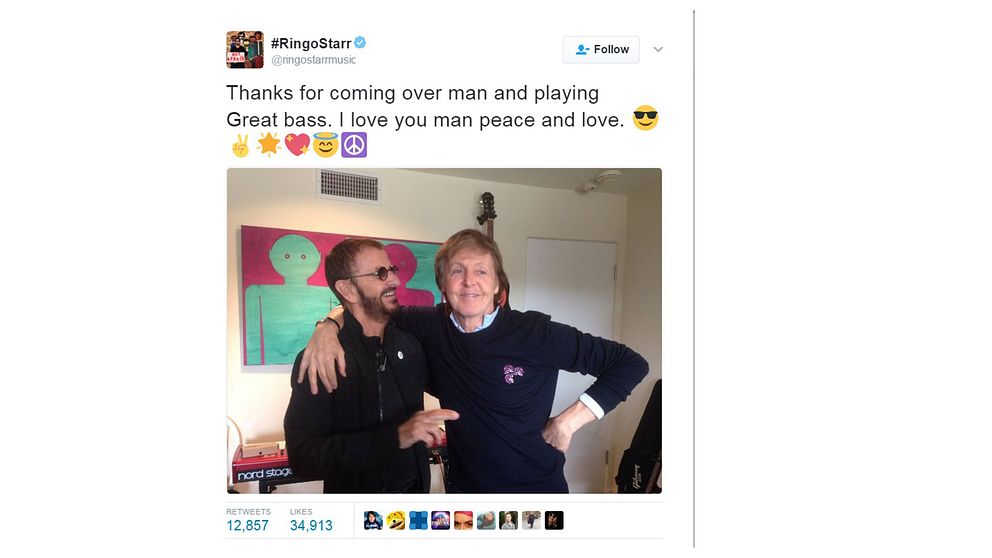 Ringo Starr och Paul McCartney i Twitterinlägg