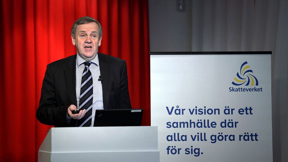 Skatteverkets generaldirektör Ingmar Hansson under Skatteverkets årliga pressträff om större kontrollinsatster