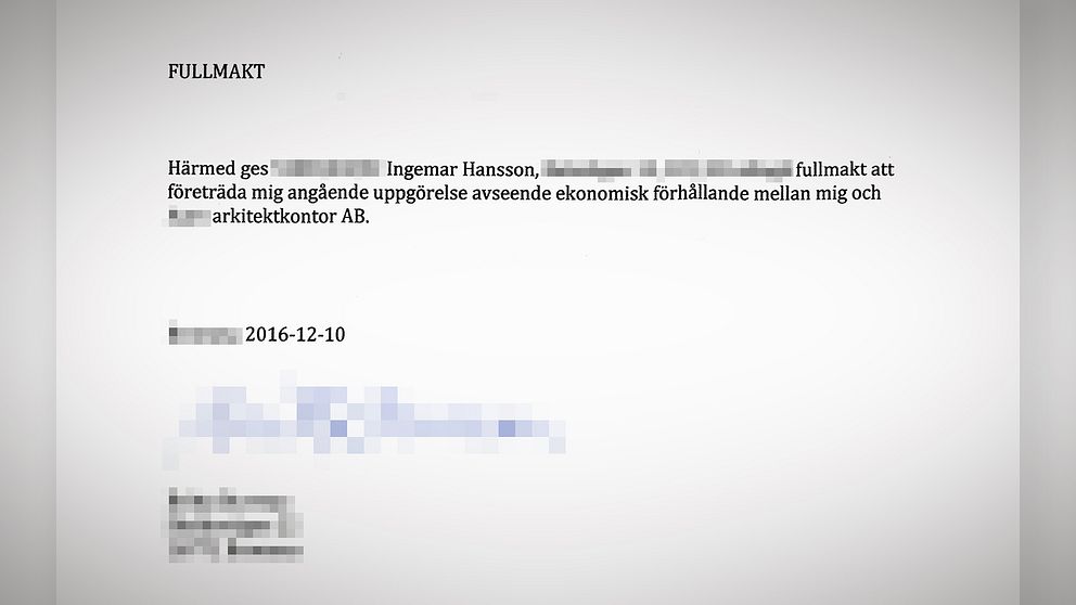 Ingemar Hanssons fullmakt från vd:n.