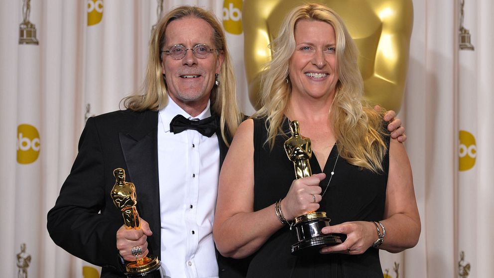 Per Hallberg och Karen Baker Landers under Oscarsgalan 2013.