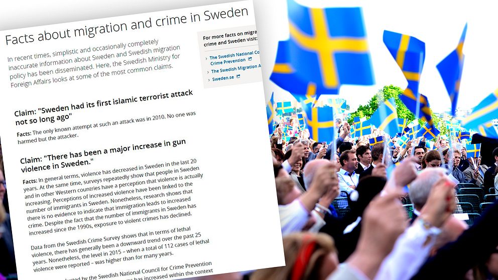 UD svarar på vanliga frågor om migration och brottlighet i Sverige på sin hemsida.