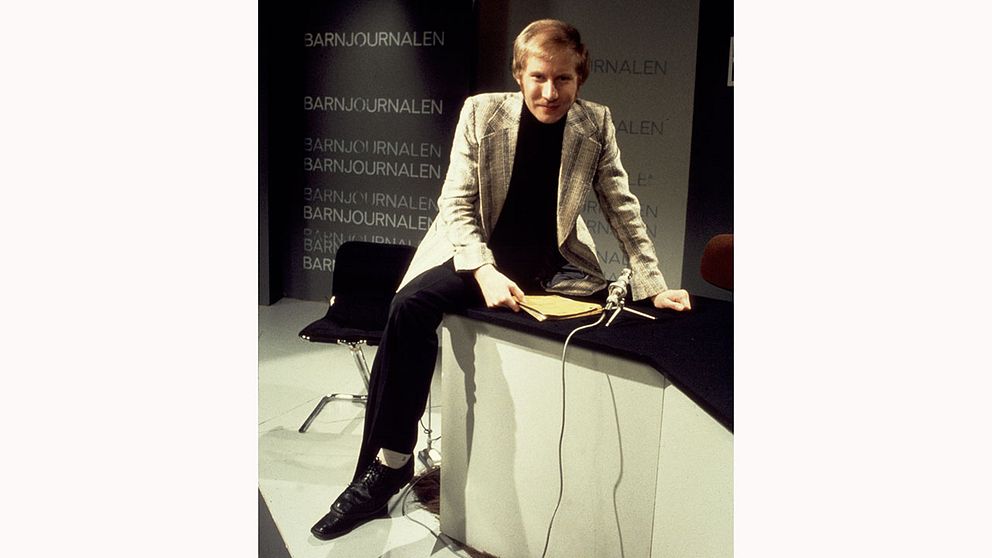 Bengt Fahlström i Barnjournalens studio på 1970-talet.
