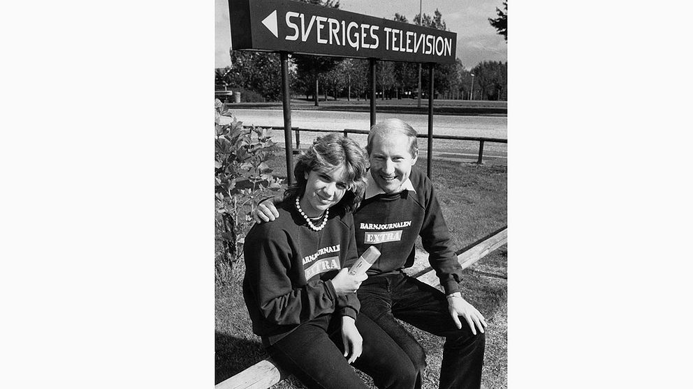 Bengt Fahlström med Maria Wande i Barnjournalen Extra 1982.